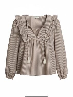 EUC Sail to Sable striped poplin Blouse - size small - spring top